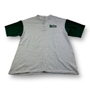 Vintage Cotton Deluxe USA Gray & Green Big Ten Michigan State Henley Shirt Sz XL